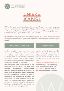 Vacature Warmerdam advocaat-stagiair of beginnend advocaat medewerker